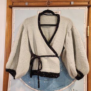 LOOPY MANGO Handmade Dream Merino Wool Ballet Cardigan Sage Tweed Blacksmith S/M